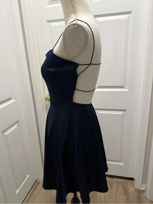 Windsor navy blue satin fit-and-flare mini dress Size S - Image 2