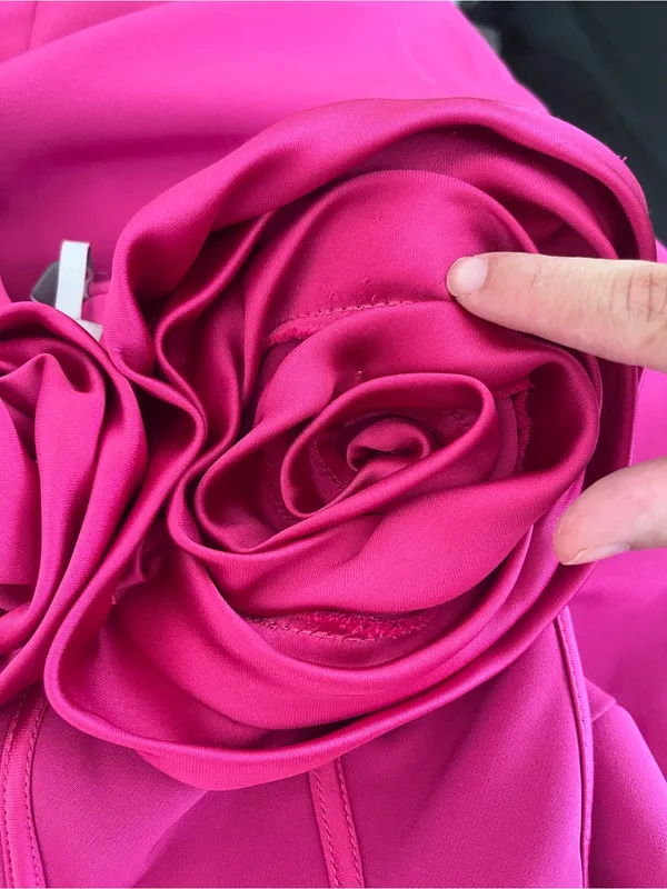 Monique Lhuillier Stella‎ Rosette Maxi Gown Dress Hot Pink Size 6 - Image 7