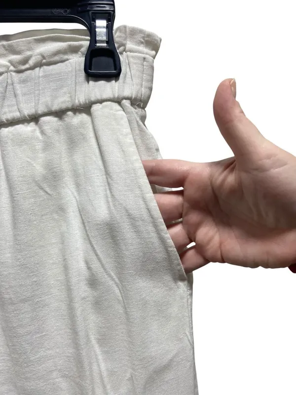 1901 Linen Blend Lined Pants White Size M Beach Coastal Minimalist Vacation Cute - Image 9