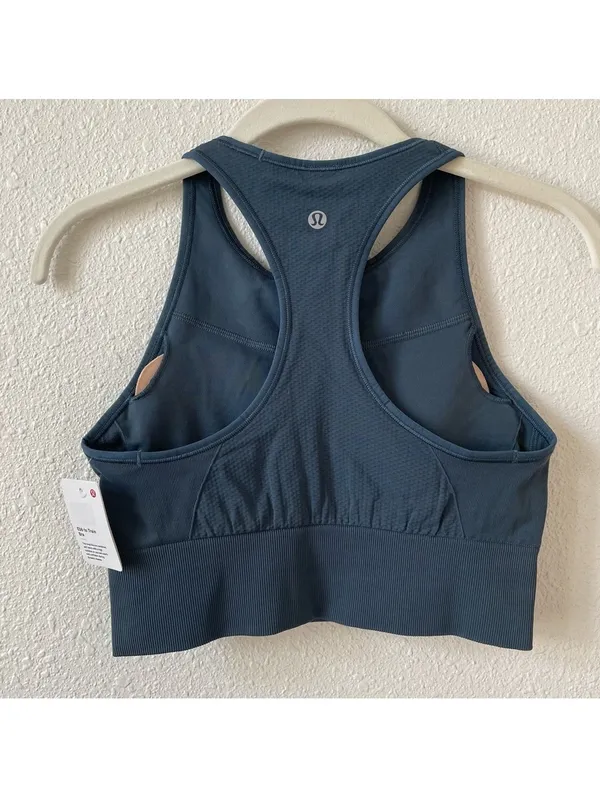 Lululemon Ebb To Train Bra Iron Blue Size 6 Athleisure Activewear Cropped Sporty - Image 2