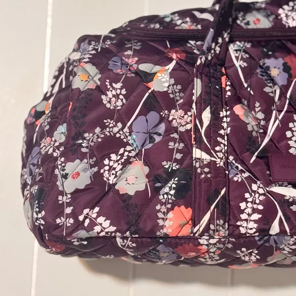 Vera Bradley Ultralight Active Duffel Bag Pressed Flowers Purple Travel Gym - Image 3