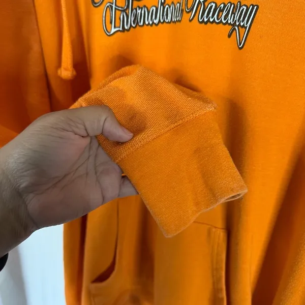 Woman’s Brainerd Minnesota International Raceway Orange Pullover Hoodie — XL - Image 8