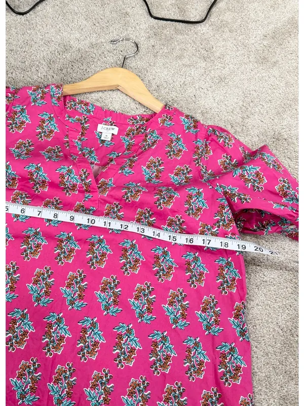 J. Crew Factory Women’s Printed Shortsleeve Poplin Top in Pink Floral S - Image 10