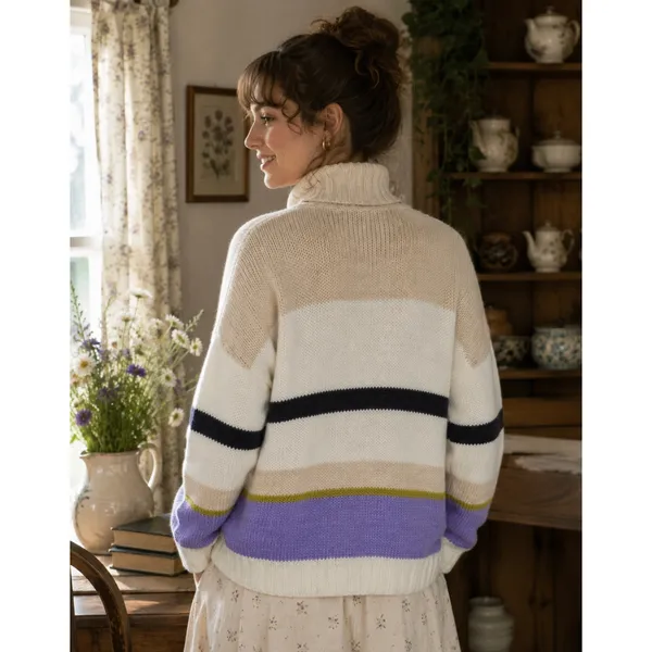 Anthropologie ALDOMARTINS‎ Striped Turtleneck Sweater Aldo Martins Wool Small - Image 6