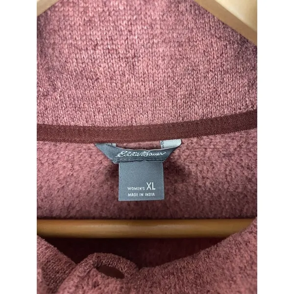 Eddie Bauer Antique Rose Radiator Fleece 2.0 Snap Mock Neck‎ Pullover Sweater XL - Image 4