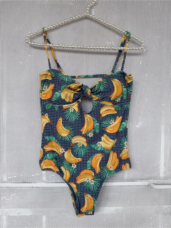 Rip Curl Navy Banana-Print One-Piece with Front Tie - Image 6