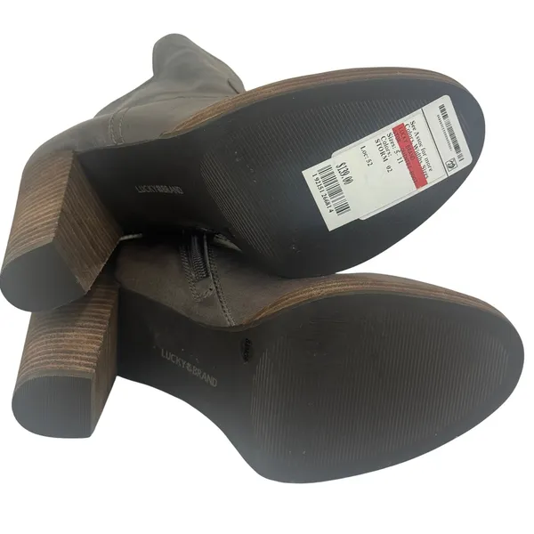 Lucky Brand LK Quintei Gray Leather Ankle Boots Block Heel‎ Booties 8.5M - Image 3