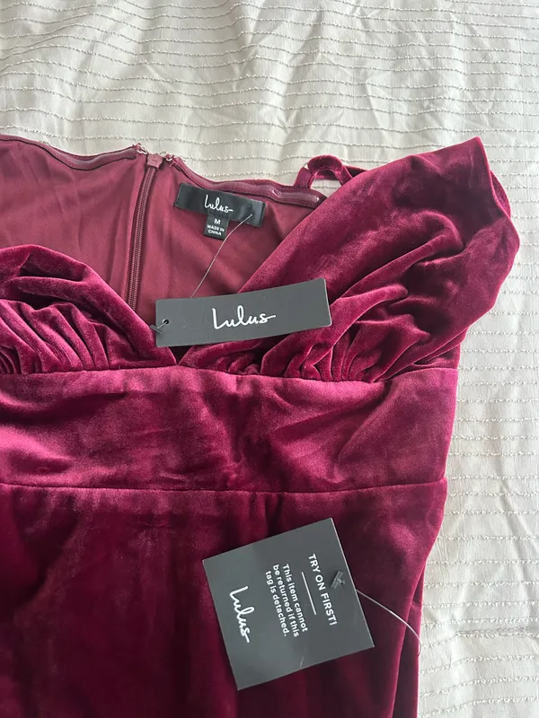 Lulus Maroon Velvet Dress - Image 4