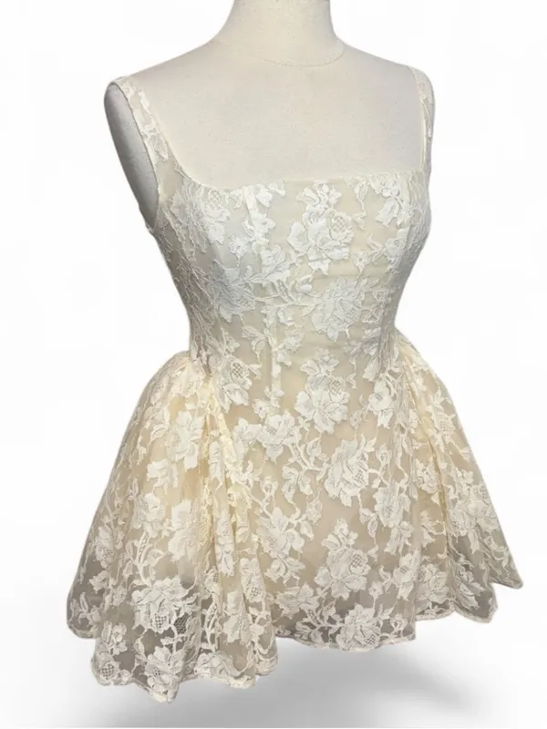 NWT MISS ROSIER Boutique Euphemia Cream White Floral Lace Mini Dress - Image 7