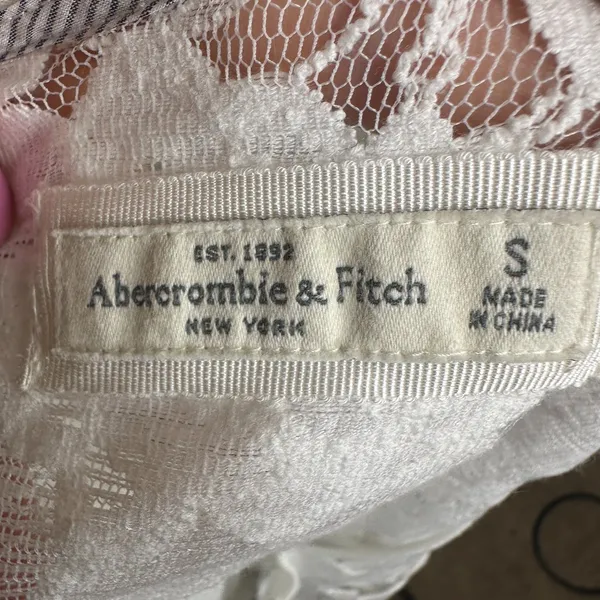 Abercrombie & Fitch Y2K Womens Lace Sheer Top Short Sleeve White Size Small - Image 5