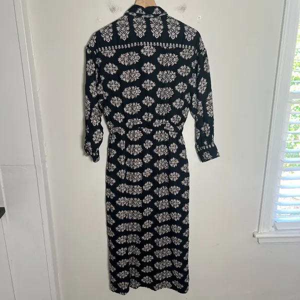 ANTHROPOLOGIE- Omika Simone Long-Sleeve Button-Front Maxi Dress Black Size S - Image 6