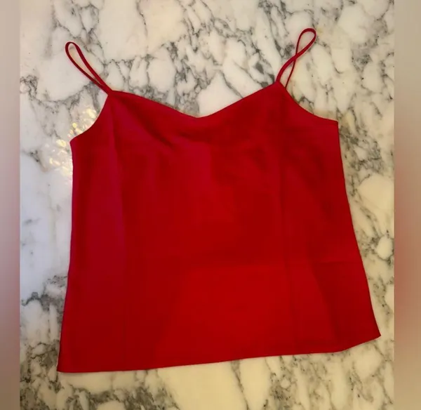 NWT J Crew Candy Apple Red satin camisole - 2 small pinch marks from hanger - Image 4