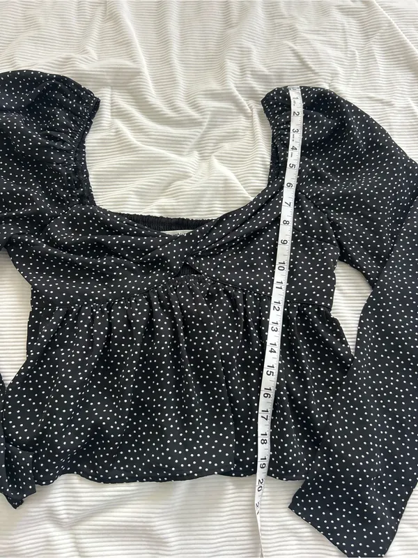 Abercrombie Black Polka Dot Long-Sleeve Peplum Top - Image 6