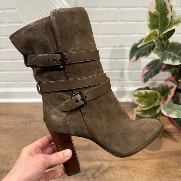 Coach Alexandra Fatigue Green Mid-Calf Bootie Olive Heeled Boots - Image 10
