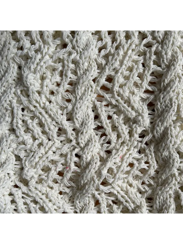 Cable Knit Cardigan Coquette‎ Comfortable Cozy Stretch Bohemian Beach Resortwear - Image 12