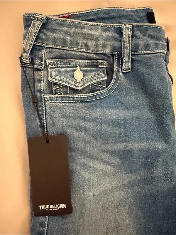 True Religion Women's Light Blue Bootcut Jeans with Signature Stitching - Image 6