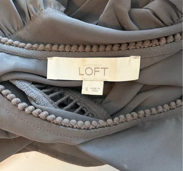 LOFT Brown Sheer Top Small - Image 7