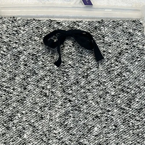 LOU GREY for LOFT Skirt Medium Black White Gray Tweed Pencil Mini‎ Drawstring - Image 3