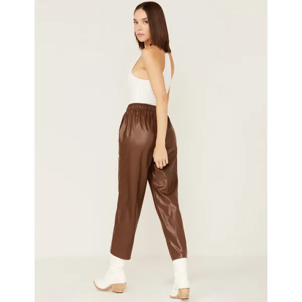 Ariat Womens Brown Faux Leather Western Jogger Pants High Rise Size L‎ 1005037 - Image 2