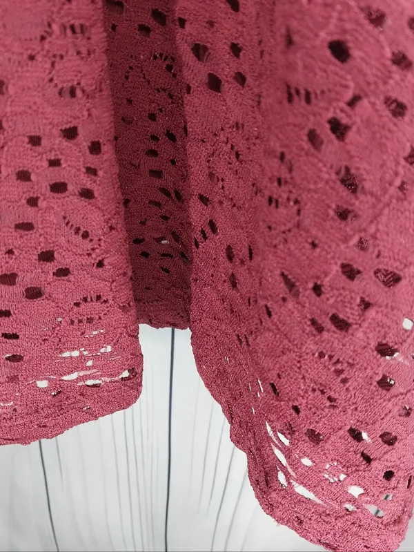 Hollister Burgundy Lace Long Sleeve Fit & Flare Skater Mini Dress NWT - Image 10