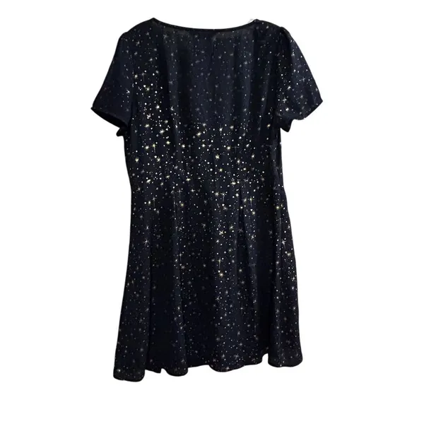 Allegra K Women's Star Print A-Line Short Dress Blue Gold‎ Stars Size M - Image 9