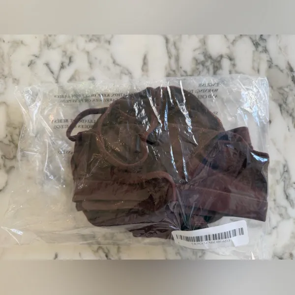 NWOT Quince Second Skin Crossover Bralette (2-pack) in Brown Cocoa Sz Large - Image 7