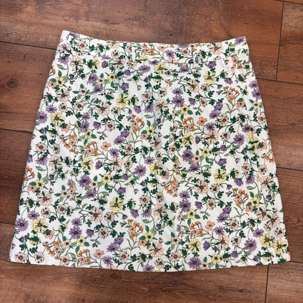 NWT LOFT Floral Linen Blend Mini Skirt Womens 4 Cottagecore Spring Summer A-Line - Image 5