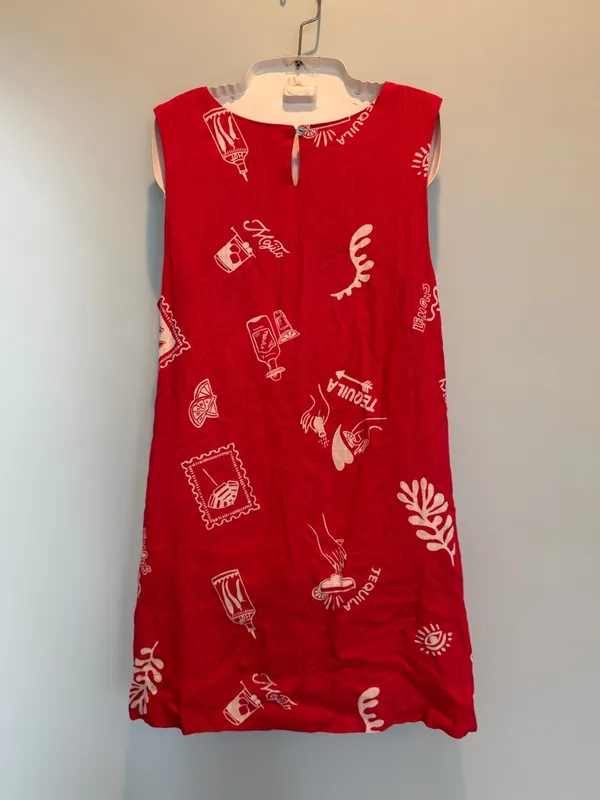 Paper Heart Red Linen Blend sleeveless mini dress size Large New With tags - Image 5