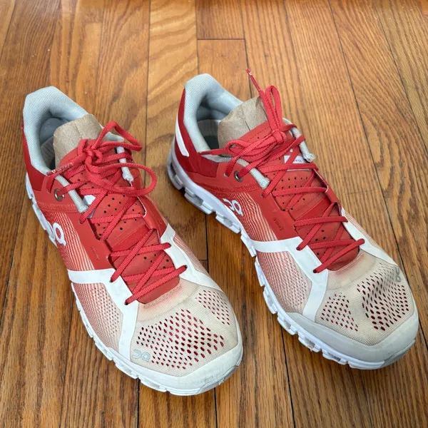 On Running Cloudflow Orange Rust White Sneakers Womens 9.5 Running‎ Shoes - Image 3