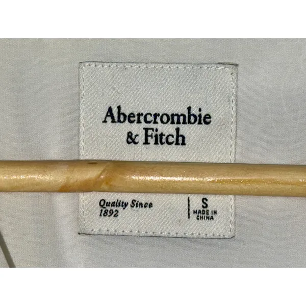 Abercrombie & Fitch White Collared Tie Front Long Sleeve Crop Top Blouse Size S - Image 3