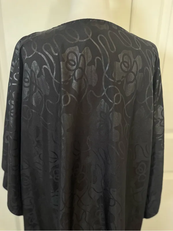 Ashro Black Gold Embroidered Caftan Kaftan Maxi Dress One Size Resort Cruise - Image 8