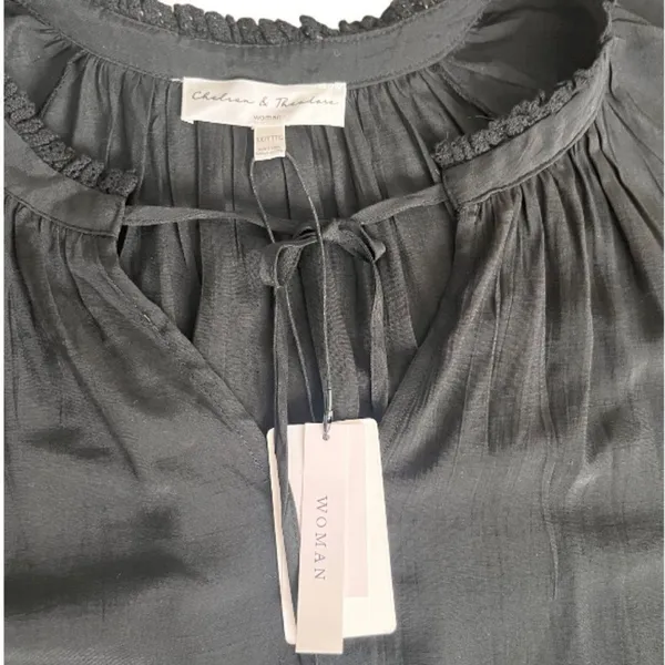 Chelsea & Theodore Blouse NWT eyelet sleeve 3X Black Casual Lace Coquette - Image 6
