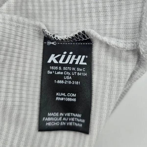 KUHL Hoodie Women M 4096 Gray Striped Lightweight Kangaroo Pocket EUC - Image 5