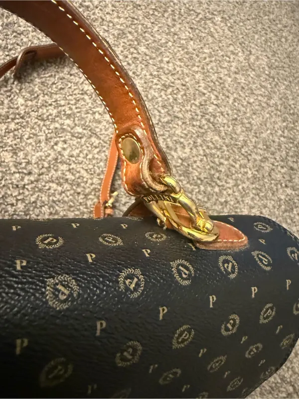 Vintage Pollini Monogram Leather Satchel Bag Italy Dark Academia - Image 8