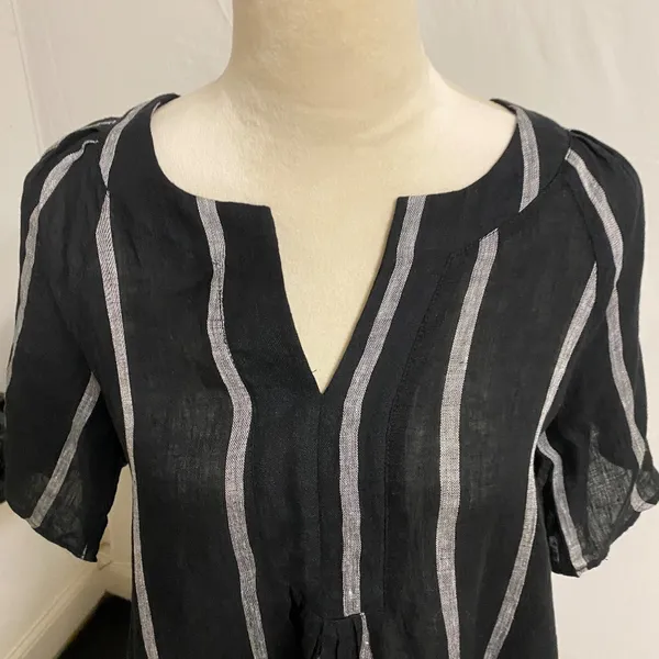 NWT Miou Muse Linen V-Neck Striped Dress - Small - Image 2