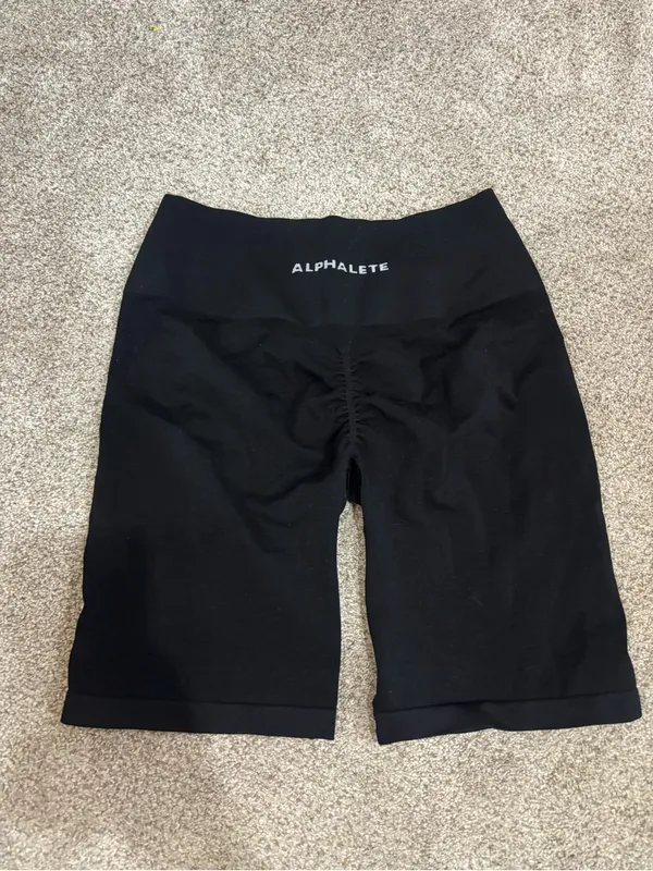 ALPHALETE AMPLIFY GRAVITY BIKER SHORT Mid Waist Crunch Seamless M Black - Image 4