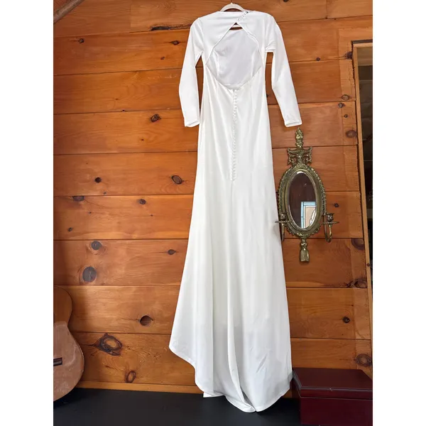 Lulus Eloquent Endearment White Long Sleeve Backless Maxi Dress Bridal Wedding M - Image 7