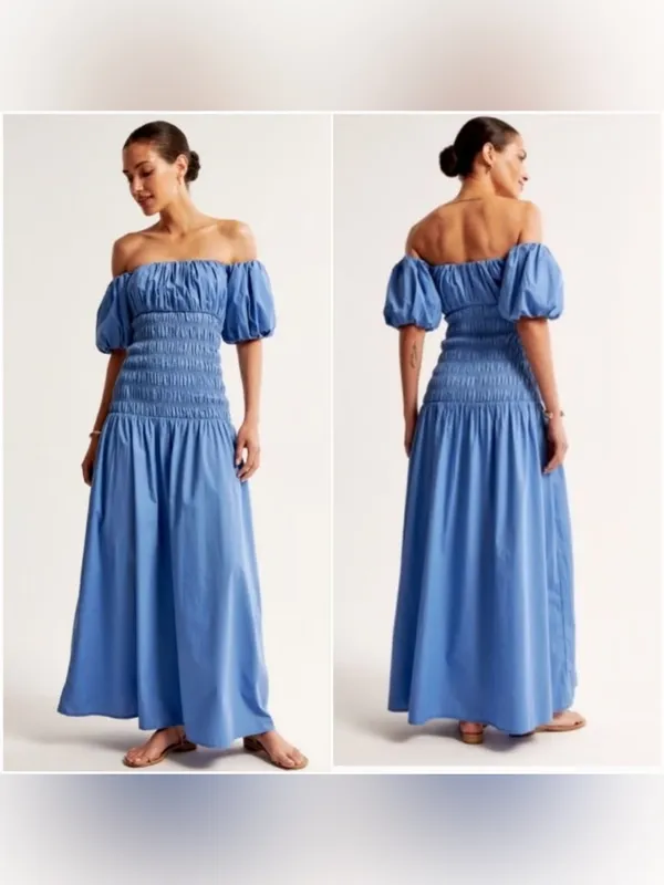 Abercrombie & Fitch Blue Off‑Shoulder Maxi Dress - Image 2