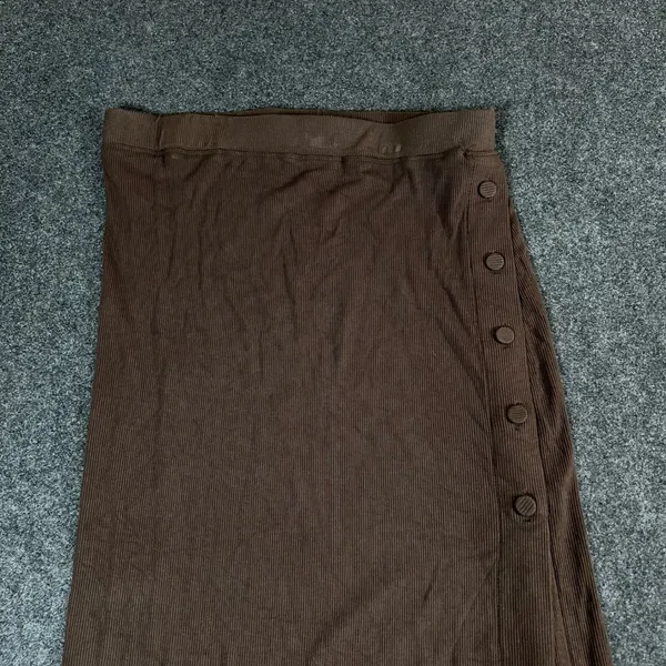 Mable Brown Ribbed Knit Maxi Skirt Side Button Slit Small Whimsigoth Fall - Image 7