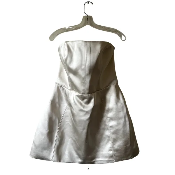 Oh Polly Haisley Bandeau Structured Tulip Mini Dress in Ivory Size 10 New - Image 3