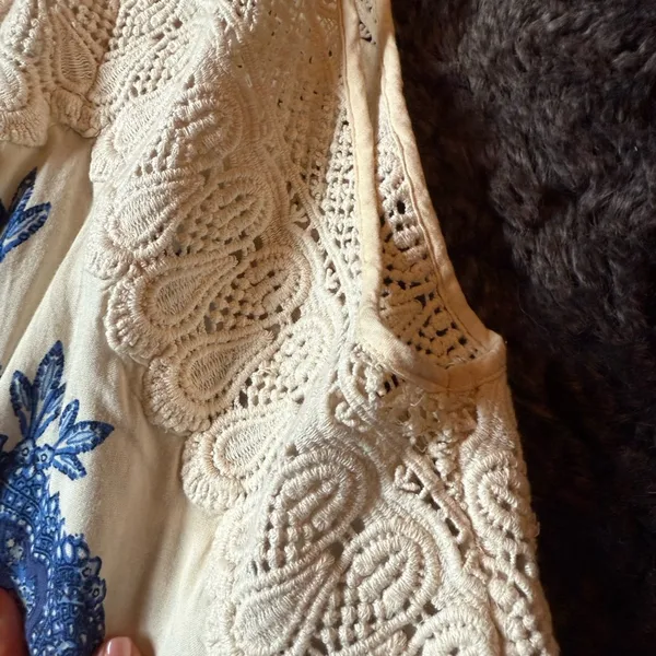 FREE PEOPLE Elegant Blue and White Women's Dress - Image 5