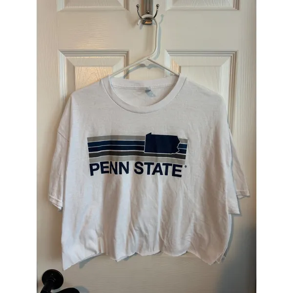 Penn State Cropped Tee Shirt White‎ Graphic Tee XL Boxy - Image 2