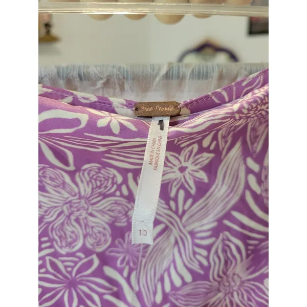 NEW free people sz 10 purple floral high waist slit skirt mulberry floral maxi - Image 5