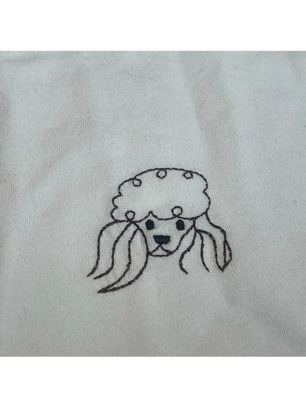 Mesh+Love White Dog Pups Graphic Embroidery tshirt Kitsch '90s Animal Core Sz L - Image 12