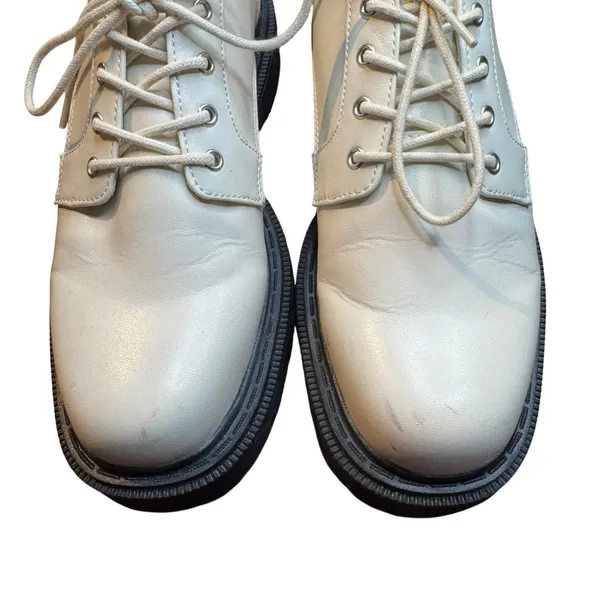 Aldo Shoes Womens 8 White Synthetic Lace Up Lug Sole Platform Flats Oxfords - Image 2