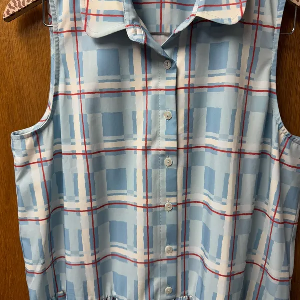 Tuckernuck Westport Trellis Sleeveless Hayes Shirt Dress Mini Blue Large L - Image 8