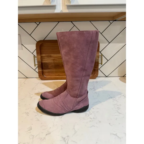 vintage Palladium knee-high boots made soft suede dusty purple Y2K casual boho - Image 4