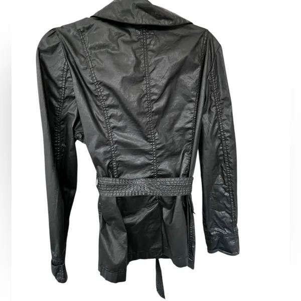 Converse Black Faux Leather Belted Jacket(material is actually 100%cotton) - Image 3