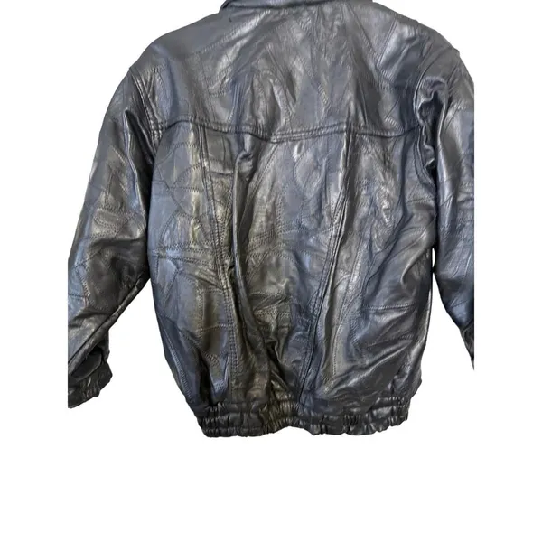 VTG Navarre Leather Co Italian Stone Design Genuine Leather Jacket‎ - Image 3