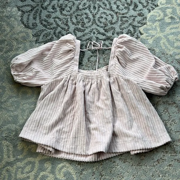 Free People Raquel Corduroy Top Dusty Pink Medium - Image 5